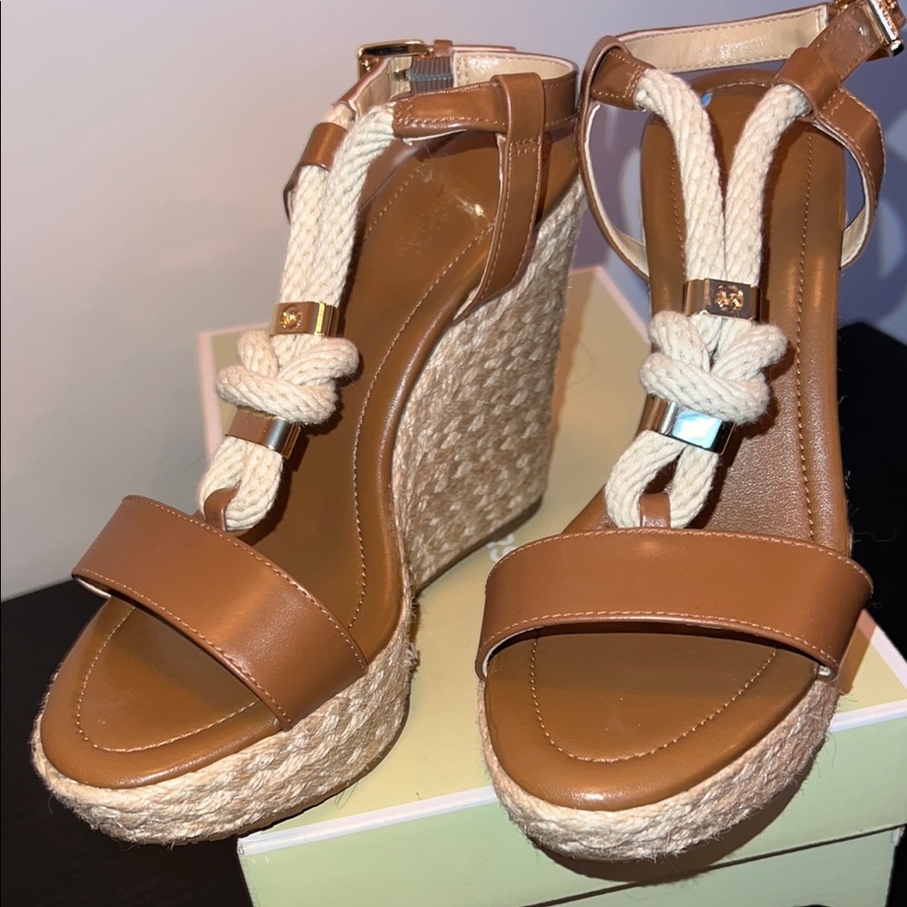 Michael Kors Brown Wedge Sandals